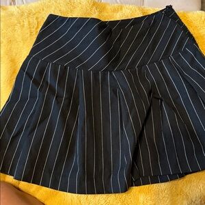 Divided Black and White Striped Mini Skirt